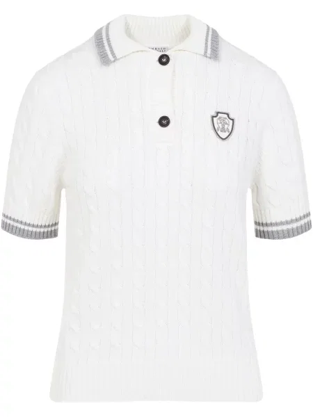 Polo Brunello Cucinelli tricotate alb