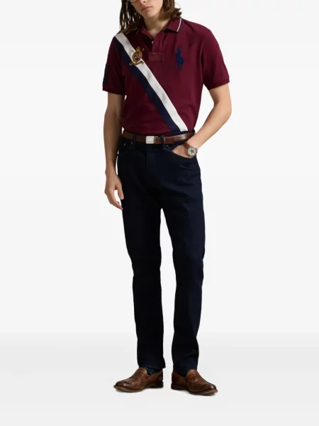 Kratak samt polo majica Polo Ralph Lauren s vezom crna