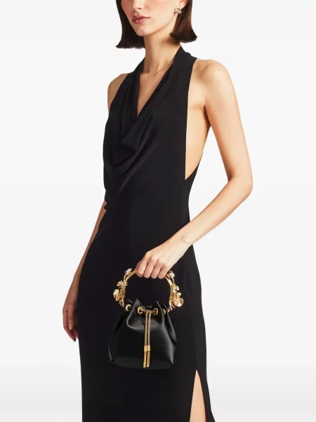 Σατέν τσάντα Jimmy Choo με απλικέ μαύρο