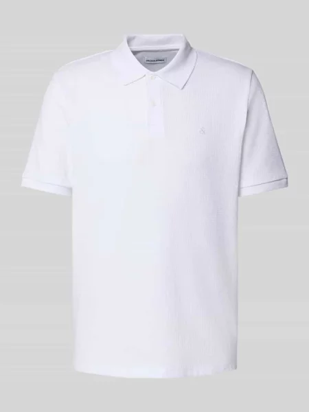 Koszulka polo o kroju regular fit z fakturowanym wzorem model AUSTIN' Jack & Jones biała