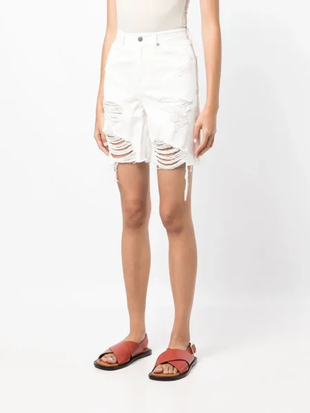 Szorty jeansowe Goen.j z przetarciami białe
