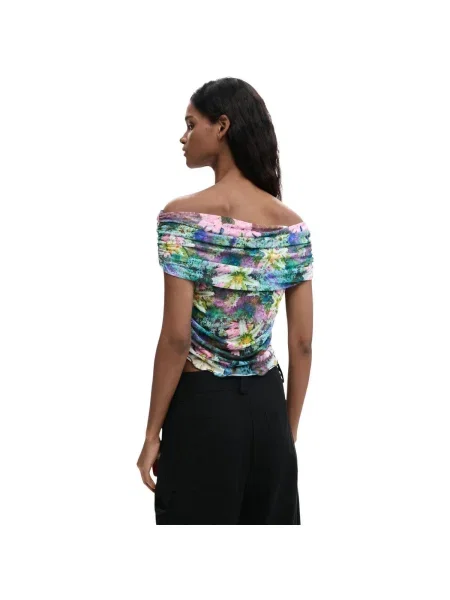 Top Desigual cu model floral verde