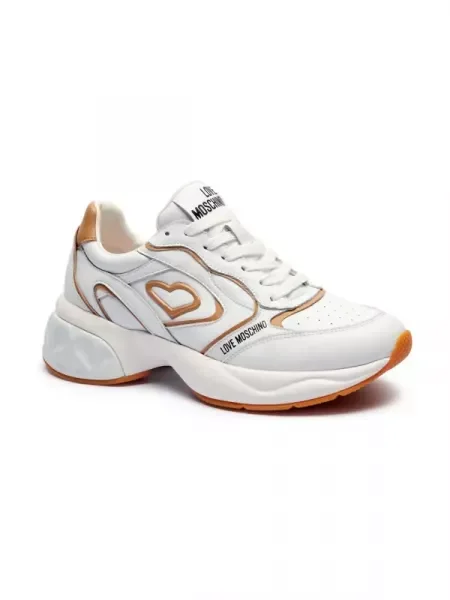 Love Moschino De piele sneakers alb