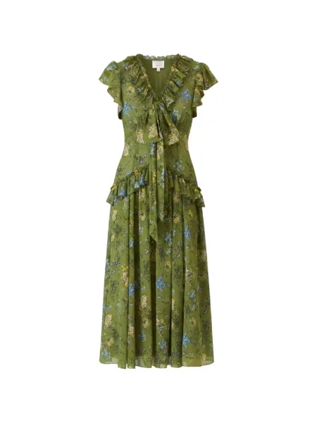 Rochie midi Cinq A Sept cu model floral cu imagine verde