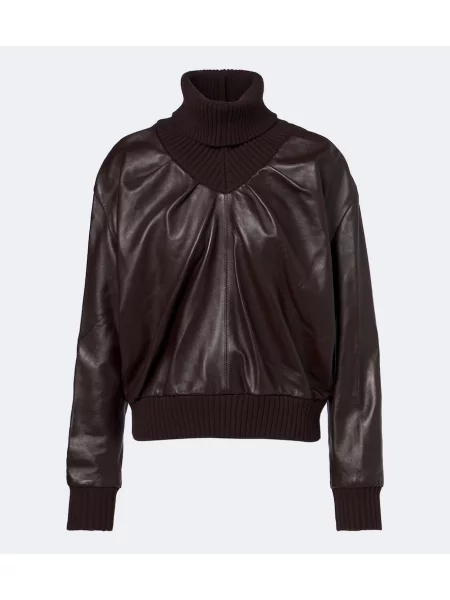 Top Victoria Beckham din piele albastru