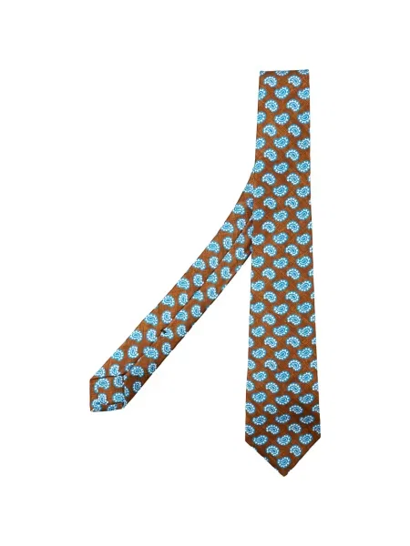 Cravată Kiton cu imagine cu model paisley maro
