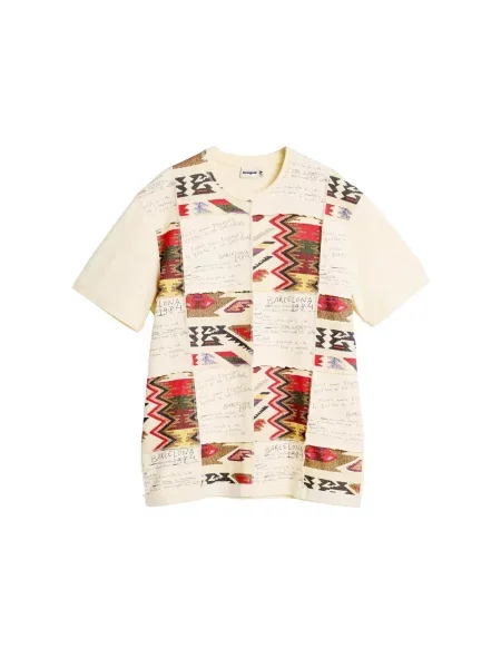 Desigual Tricou oliv / roşu închis / negru / lână alb