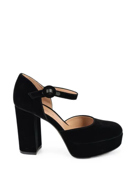Pantofi cu toc Gianvito Rossi de catifea cu platformă negru