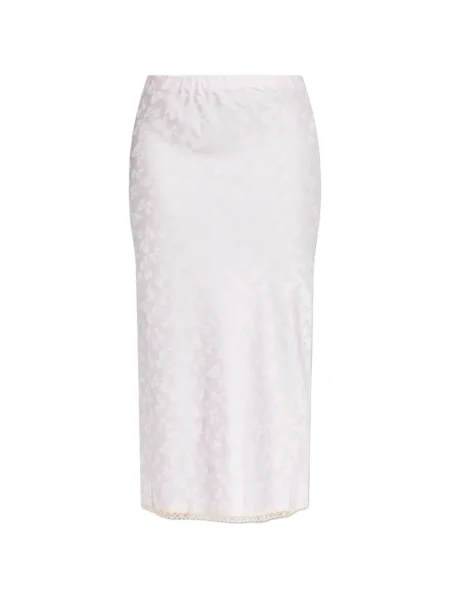 Fusta maxi Loveshackfancy cu funde din jacard roz