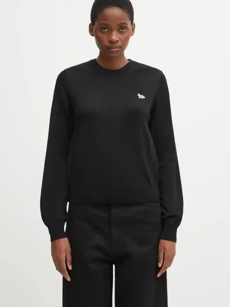 Maison Kitsuné Μάλλινο πουλόβερ Baby Fox Merino Regular μαύρο