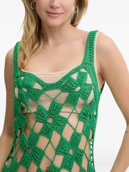 Sukienka midi Paramidonna w kwiatki do kolan garniturowa zielona