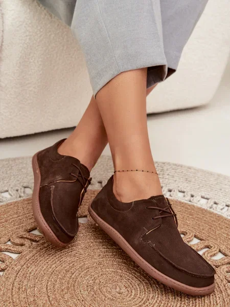 Pantofi Zazoo din piele maro