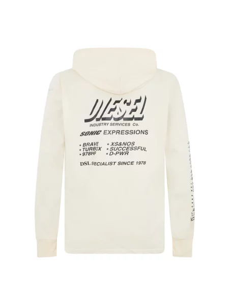 Bluza z kapturem Diesel z kapturem z logo beżowa