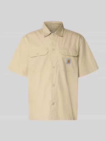 Koszula casualowa o kroju relaxed fit z kołnierzykiem typu kent i detalem z logo Carhartt Work In Progress błękitna