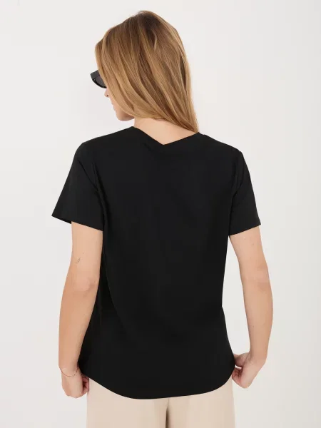 Tricou Italy Moda cu broderie negru