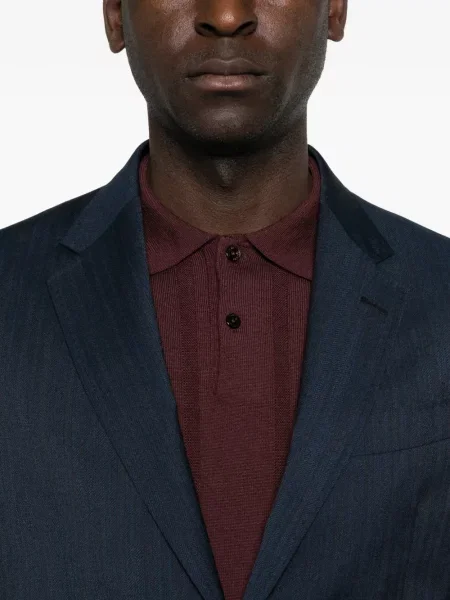 Costum Etro de lână cu model herringbone albastru