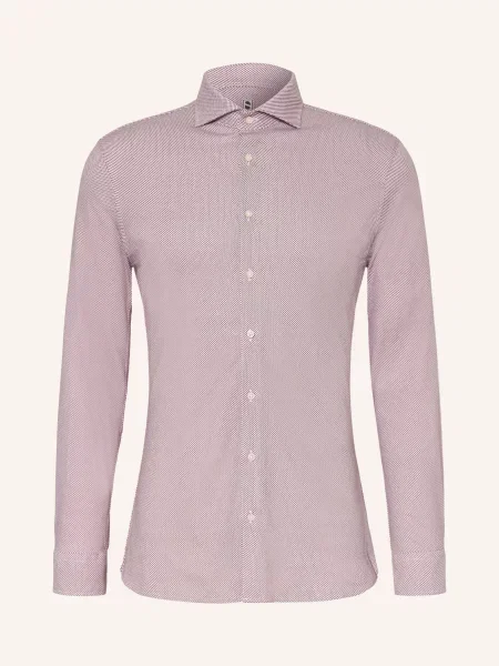 Desoto Jerseyová Košile Slim Fit tmavě červená / šedá bílá