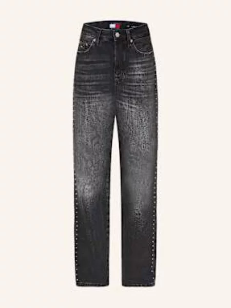 Tommy Jeans Jeansy Straight Layla Z Ćwiekami schwarz czarne