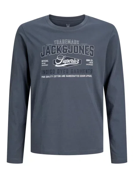 Jack & Jones Junior Tricou albastru marin / gri bazalt alb