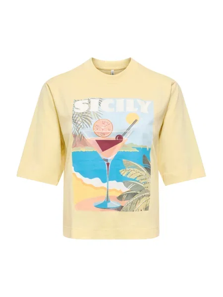 ONLY Tricou ONLVEGA azur / deschis / galben deschis / portocaliu pastel albastru