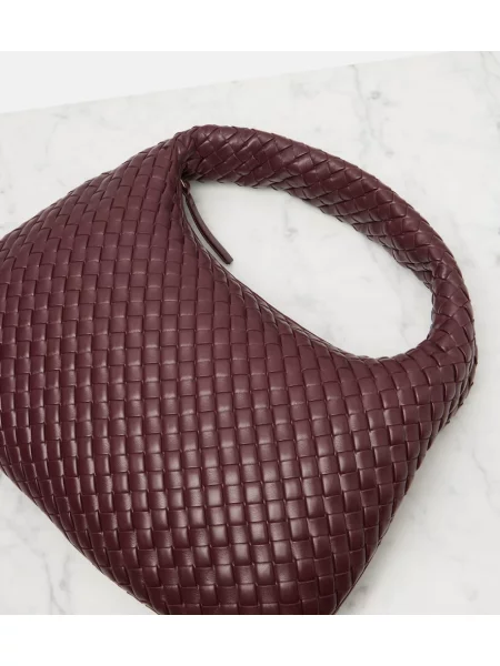 Geanta de piele Bottega Veneta Handle din piele bordo