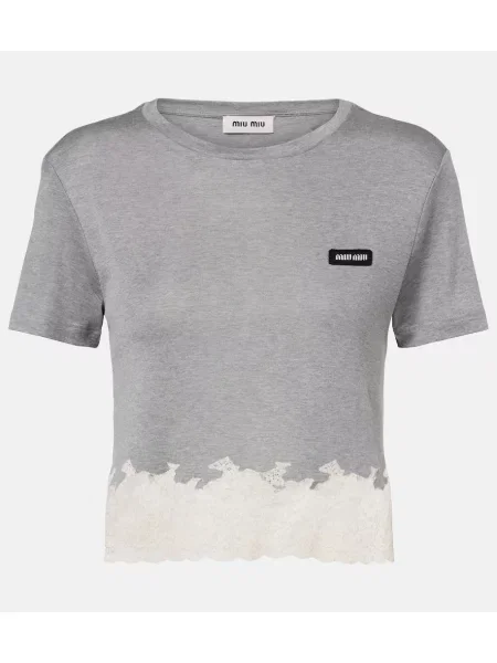 Svilen odrezani top Miu Miu siva