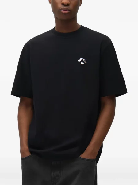 Tricou Arte Antwerp cu motiv cu inimi cu autograf negru