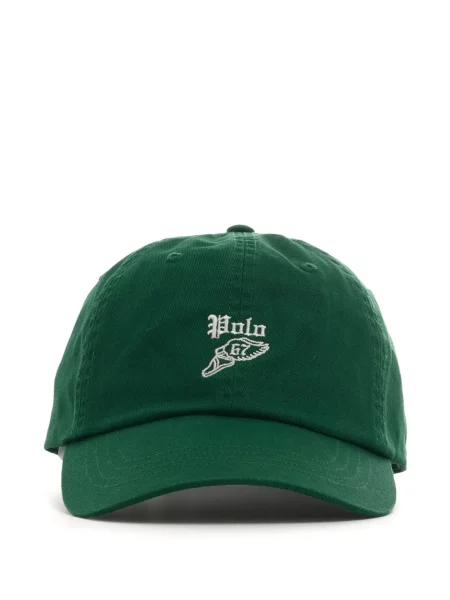 Krótka czapka z daszkiem Polo Ralph Lauren z twillu z nadrukiem brązowa