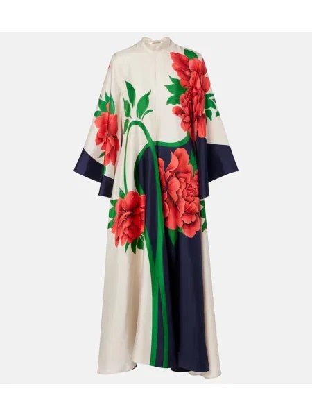 Jedwabna sukienka maxi La Doublej w kwiatki garniturowa