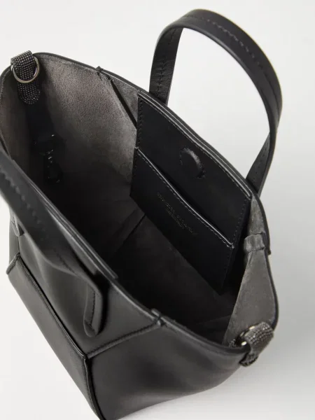 Geantă shopper Brunello Cucinelli din piele negru