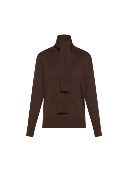 Sweter Seventy wełniany brązowy