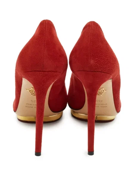 Pantofi cu toc Charlotte Olympia din piele de căprioară roșu