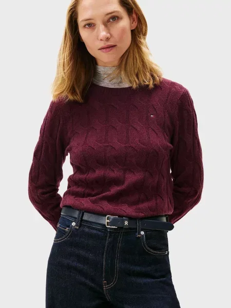 Вовняний светр Tommy Hilfiger без кісточок бордовий