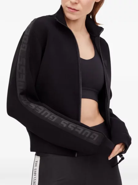 Hanorac cu fermoar Guess cu autograf negru