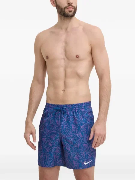 Slip de baie Nike cu cordon cu imagine tricotate albastru