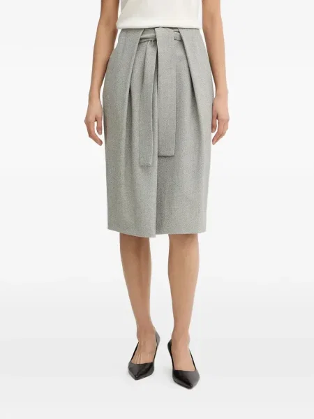 Fusta plisata Boss plisată până la genunchi gri