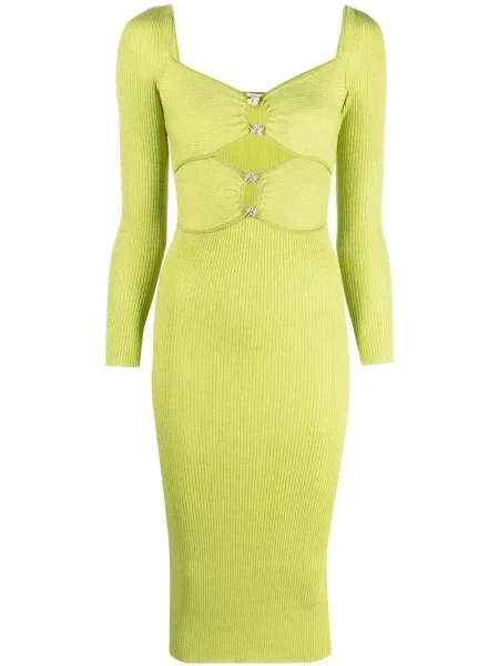 Rochie maxi Self-portrait tricotate lungă de costum verde