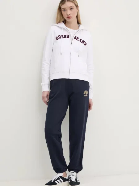 Кофта Guess Jeans з капюшоном меланж білий