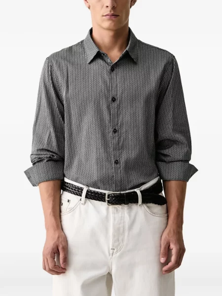 Lung cămașă Armani Exchange cu imagine negru