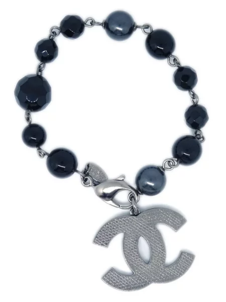 Náramek Chanel Pre-owned s perlami černý