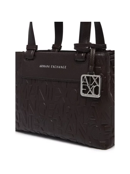 Geantă shopper Armani Exchange din piele maro