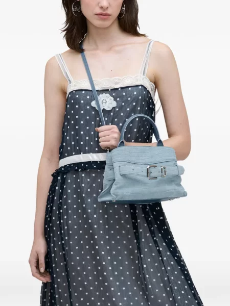 Geantă Marc Jacobs din piele de căprioară mini albastru