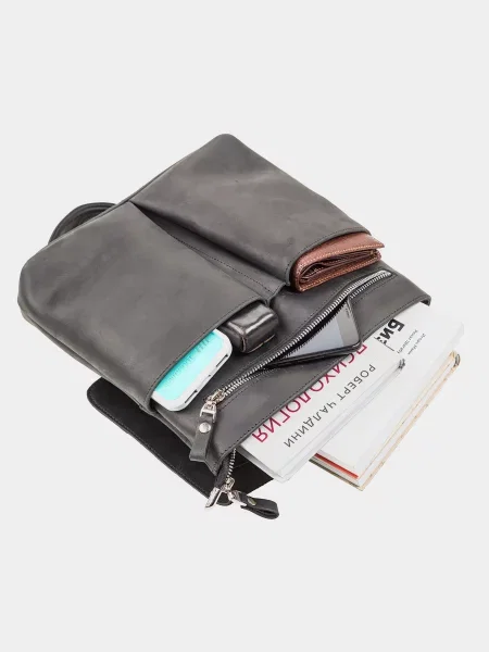 Кожаная сумка через плечо Shvigel черная