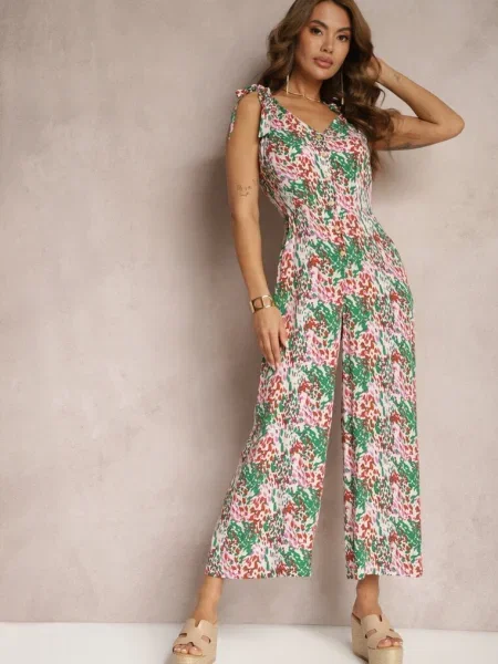 Salopeta Lungă cu Bretele Înnodate Imprimeu Mozaic Jarnsaxa verde