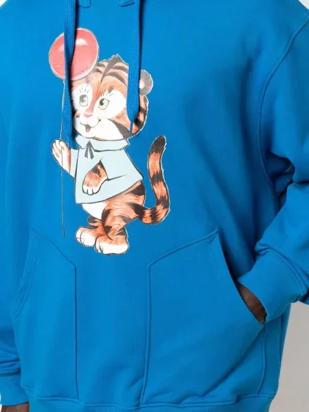 Hanorac cu glugă Moschino cu imagine albastru