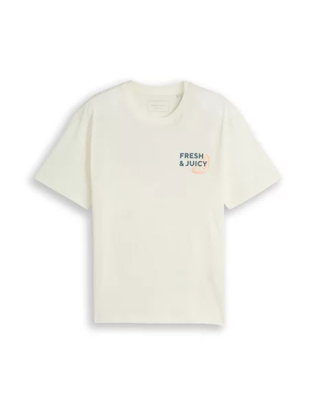 TOM TAILOR DENIM Tricou verde stuf / portocaliu / murdar alb