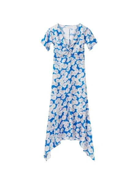 Rochie Stella Mccartney de mătase cu model floral cu imagine albastru