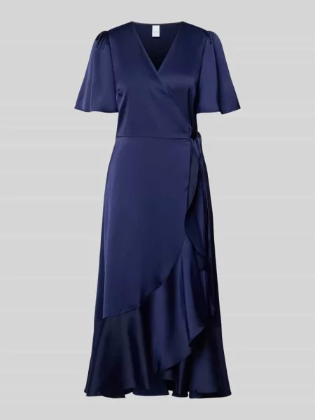 Sukienka koktajlowa z dołem obszytym falbaną model THEA' Y.a.s granatowa