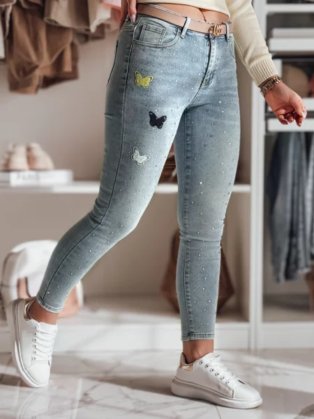 Spodnie jeansowe skinny ze zdobieniem LUMITTA Dstreet niebieskie