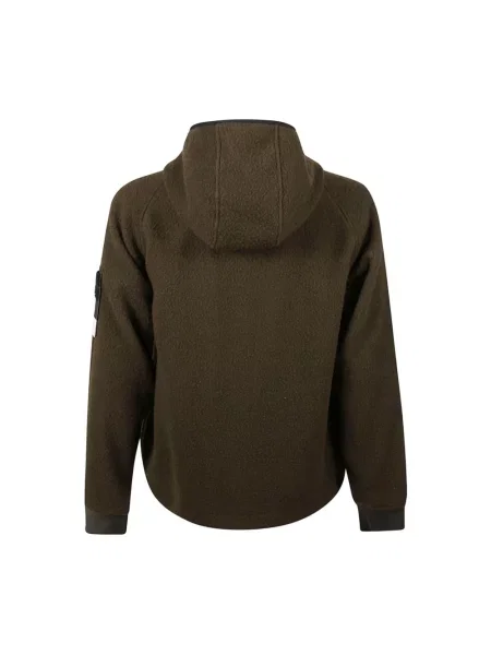 Kurtka Stone Island wełniana z kapturem z kamieniami zielona